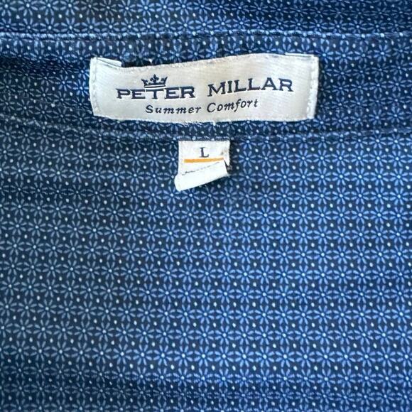 Peter Millar Summer Comfort Polo Navy Duck Sleeve Patch Mens Size Large - Picture 2 of 7